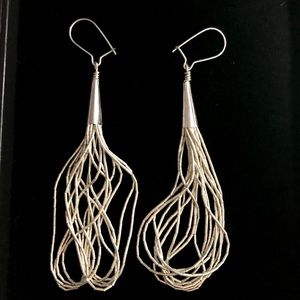 Silver strand earrings